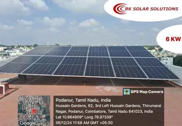 6 kW rooftop solar installation at Podanur, Coimbatore