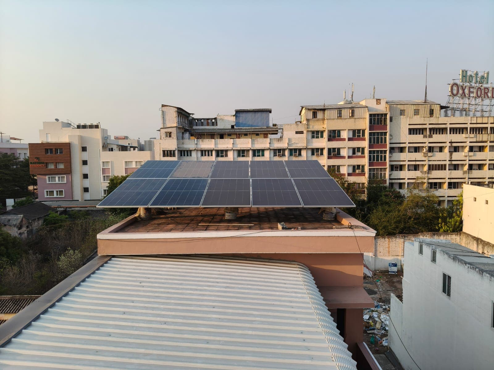 3kW on-grid solar panel installation on commercial rooftop near Gandhipuram, Coimbatore by RK Solars