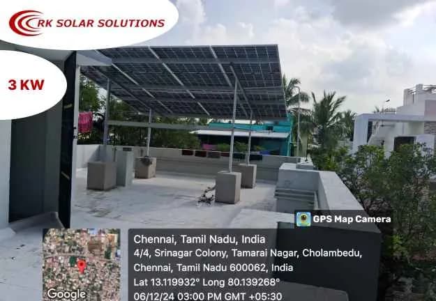 3 kW elevated rooftop solar installation at Cholambedu, Chennai
