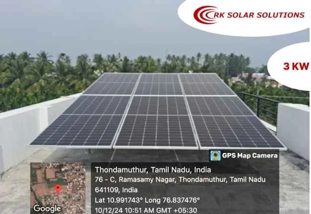 3 kW rooftop solar installation at Thondamuthur