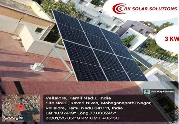 3 kW rooftop solar installation at Vellalore