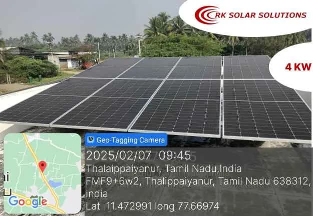 4 kW rooftop solar installation at Thalaippaiyanur, Tamil Nadu